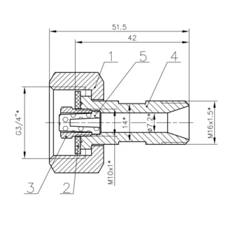 Адаптер гайка G3/4 – штуцер М16х1.5